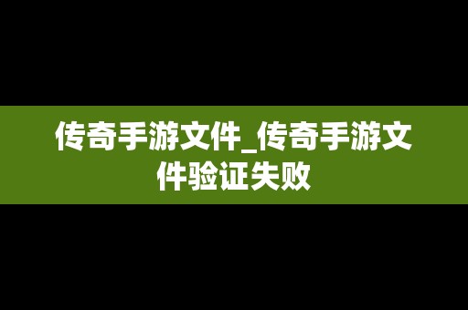 传奇手游文件_传奇手游文件验证失败