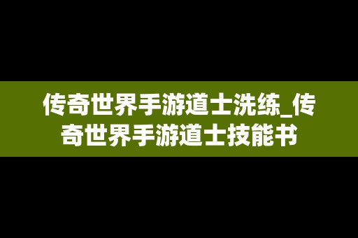 传奇世界手游道士洗练_传奇世界手游道士技能书