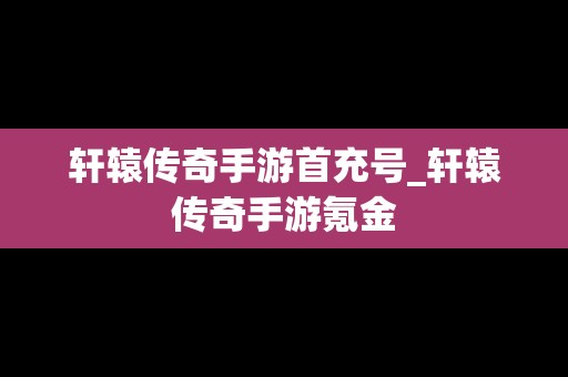 轩辕传奇手游首充号_轩辕传奇手游氪金