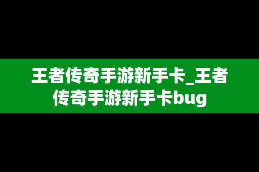 王者传奇手游新手卡_王者传奇手游新手卡bug