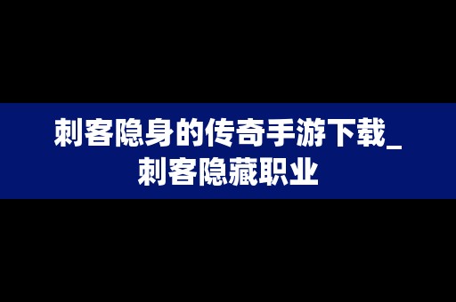 刺客隐身的传奇手游下载_刺客隐藏职业