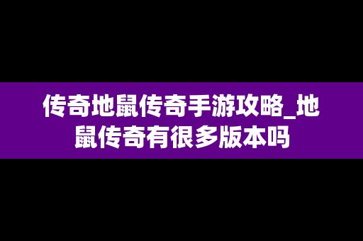 传奇地鼠传奇手游攻略_地鼠传奇有很多版本吗