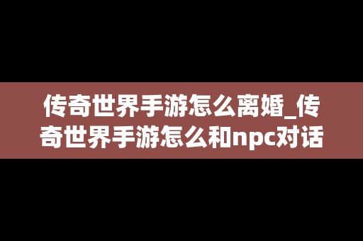 传奇世界手游怎么离婚_传奇世界手游怎么和npc对话