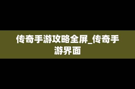 传奇手游攻略全屏_传奇手游界面