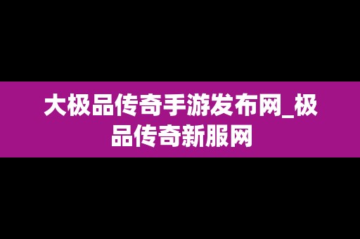 大极品传奇手游发布网_极品传奇新服网